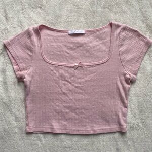Gaze Light Pink Square Neck Crop Top